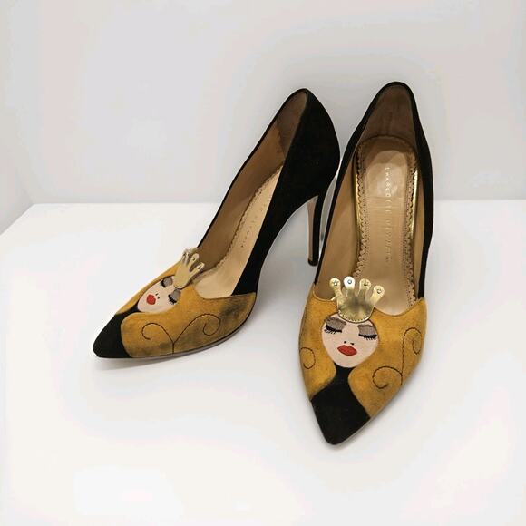 Charlotte Olympia Sleeping Beauty‎ Princess Heels Suede Shoes 38 1/2 (US 8) - Picture 2 of 16